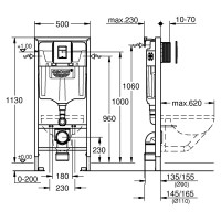 Инсталляция Grohe Rapid Solido 3881100 для подвесного унитаза, пневматика, с кнопкой цвет хром