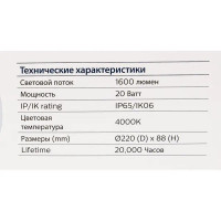 Светильник ЖКХ светодиодный Philips WT045C 20 Вт IP65, накладной, цвет белый