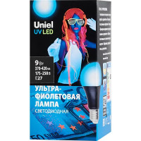 Лампа светодиодная ультрафиолетовая Uniel E27 170-240 В 9 Вт груша, фиолетовый свет