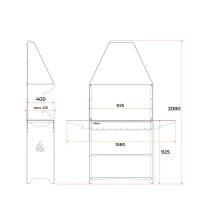 Мангал PSZ3000 159x42x208см