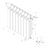 Радиатор Rifar Monolit 500/100 биметалл 8 секций нижнее правое подключение цвет белый