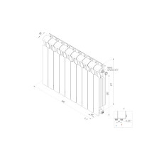 Радиатор Rifar Monolit 500/100 биметалл 10 секций нижнее правое подключение цвет белый