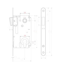 Защёлка под цилиндр магнитный EDS-50-85 KEY, с ключом, цвет медь