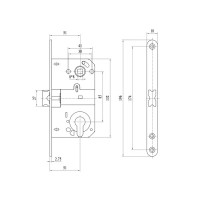 Защёлка под цилиндр EDS-50-85 KEY с ключом сталь цвет никель