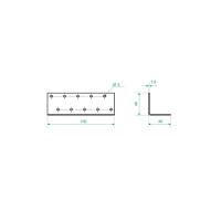 Угол крепежный равносторонний KUR 40x40x100x1.8