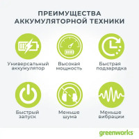 Триммер аккумуляторный Greenworks G40LTK2 40 В, АКБ и ЗУ входит в комплект