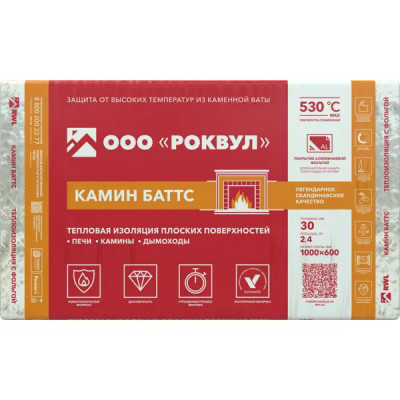 Утеплитель Rockwool Камин Баттс 30 мм 2.4 м²