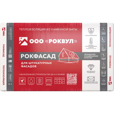 Утеплитель Rockwool Рокфасад 50 мм 2.4 м²
