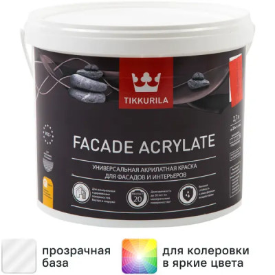 Краска фасадная Tikkurila Facade Acrylate матовая прозрачная база С 2.7 л