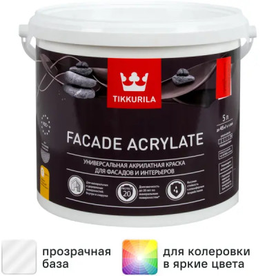 Краска фасадная Tikkurila Facade Acrylate матовая прозрачная база С 5 л