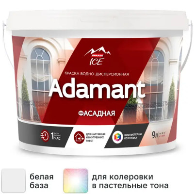 Краска фасадная Parade Adamant матовая цвет белый база A 9 л