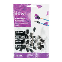 Наконечник штыревой втулочный изолированный Duwi Е1508 НШВИ 1.5-8 мм цвет черный 25 шт.