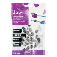 Наконечник штыревой втулочный изолированный Duwi Е4009 НШВИ 4-9 мм цвет серый 25 шт.