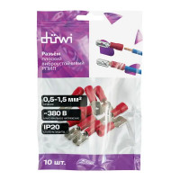 Разъем плоский изолированный папа Duwi РпИп 1.5-6.3 мм цвет красный 10 шт.