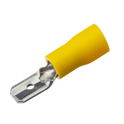 Разъем плоский изолированный папа Duwi РпИп 6-6.3 мм цвет желтый 10 шт.
