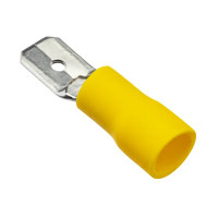 Разъем плоский изолированный папа Duwi РпИп 6-6.3 мм цвет желтый 10 шт.