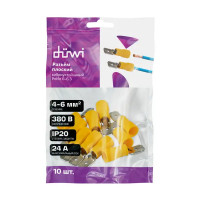 Разъем плоский изолированный папа Duwi РпИп 6-6.3 мм цвет желтый 10 шт.