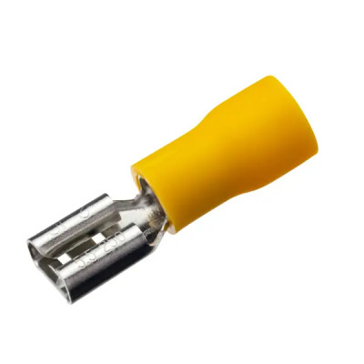 Разъем плоский изолированный мама Duwi РпИм 6-6.3 мм цвет желтый 10 шт.