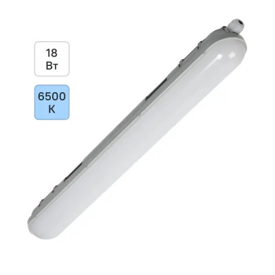 Светильник линейный светодиодный влагозащищенный IEK ДСП1305 600 мм 18 Вт, холодный белый свет