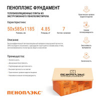 Экструдированный пенополистирол XPS Penopleх Фундамент 50 мм 585x1185 мм 0.69 м²