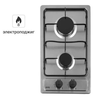 Газовая варочная панель ORE LGA30A 30 см 2 конфорки цвет нержавеющая сталь