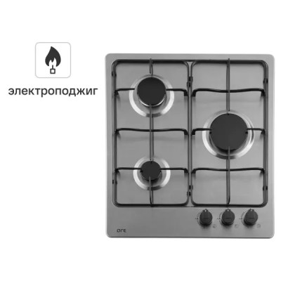 Газовая варочная панель ORE LGB 44 см 3 конфорки цвет нержавеющая сталь