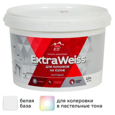 Краска для потолков Parade DYI ExtraWeiss матовая цвет белый база А 2.5 л