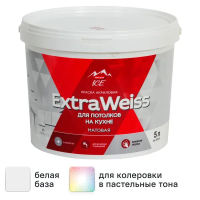 Краска для потолков Parade DYI ExtraWeiss матовая цвет белый база А 5 л