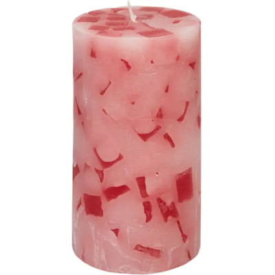 Свеча столбик ароматизированная Яблоко-корица бело-красная 13 см