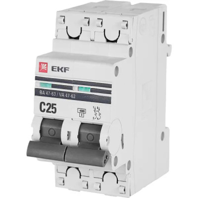 Автоматический выключатель EKF ВА47-63 2P C25 A 4.5 кА