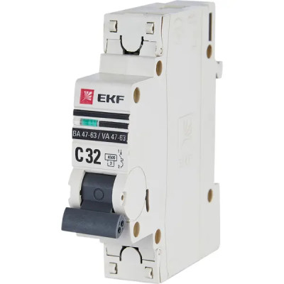 Автоматический выключатель EKF ВА47-63 1P C32 A 4.5 кА