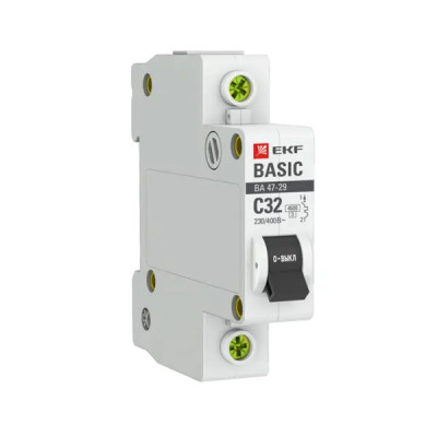 Автоматический выключатель EKF Basic BA47-29 1P C32 А 4.5 кА mcb4729-1-32C