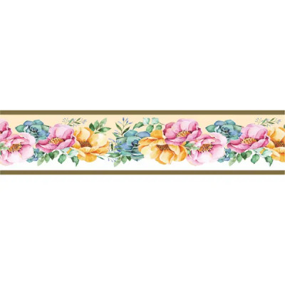 Бордюр бумажный «Симфония» Б-018 0.08x14 м, цветы, цвет мультиколор