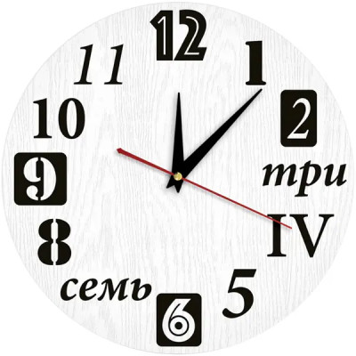 Настенные часы Разнообразные цифры 30x30 см