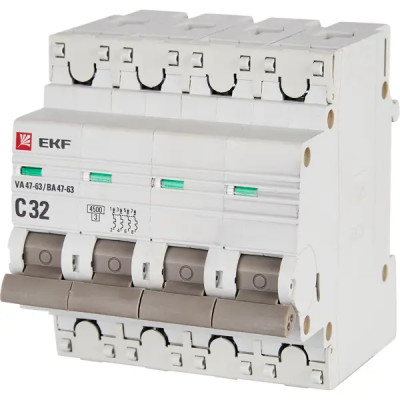 Автоматический выключатель EKF ВА47-63 4P C32 A 4.5 кА