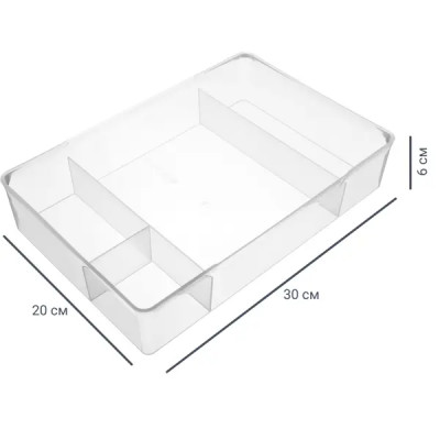 Лоток 30x20x6 см пластик без крышки цвет прозрачный