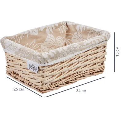 Корзина стеллажная Листья 34x25x15 см 12.7 л ива цвет бежевый
