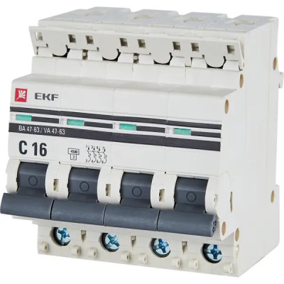 Автоматический выключатель EKF ВА47-63 4P C16 А 4.5 кА