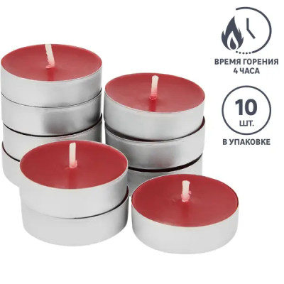 Набор чайных свечей ароматизированных Лесная ягода бордовый 10 шт.