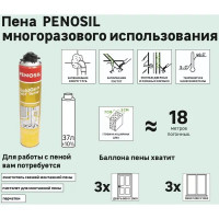 Пена монтажная профессиональная Penosil GoldGun 40 летняя 750 мл