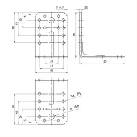 Угол крепежный усиленный 90x90x65х2.5 цвет бежевый