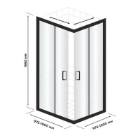 Душевой уголок Март Квадро Black квадратный 100x100 см черный профиль матовое стекло раздвижной