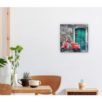 Картина на стекле «Красный скутер» 40x40 см