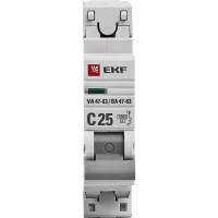 Автоматический выключатель EKF ВА47-63 1P C25 A 4.5 кА