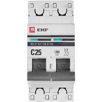 Автоматический выключатель EKF ВА47-63 2P C25 A 4.5 кА