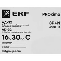 Дифференциальный автомат EKF АД-32 3P N C16 А 30 мА 4.5 кА АС