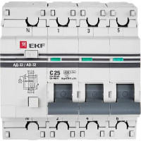 Дифференциальный автомат EKF АД-32 3P N C25 А 30 мА 4.5 кА АС