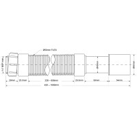 Труба гофрированная McAlpine раздвижная 1.1/2 40/50мм, длина 1000 мм MRMF2