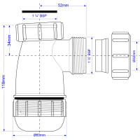 Сифон для раковины McAlpine без выпуска ø32мм MRW2-NW-MINI