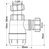 Сифон для раковины McAlpine без выпуска регулируемый по высоте ø32мм MRW2-NW